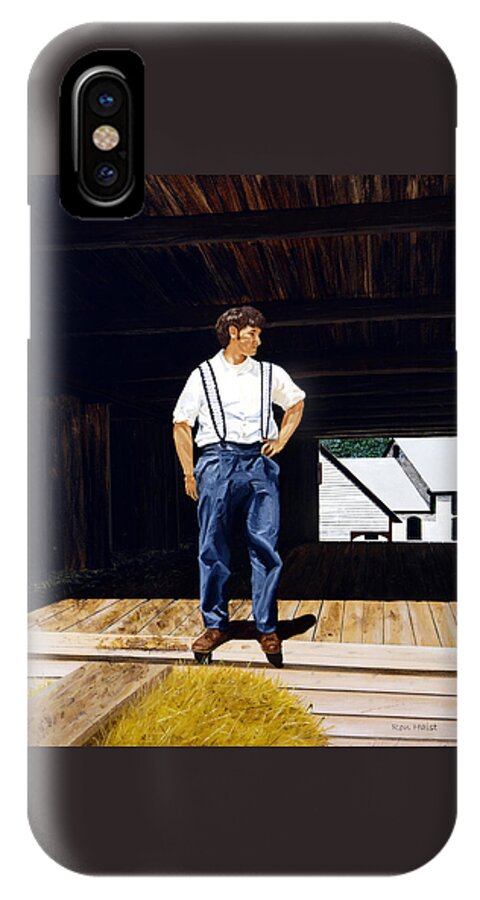 Oil iPhone X Case featuring the painting Boy in the Barn by Ron Haist