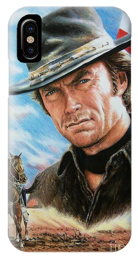 Patriotic iPhone X Case featuring the painting Clint Eastwood American Legend #2 by Andrew Read