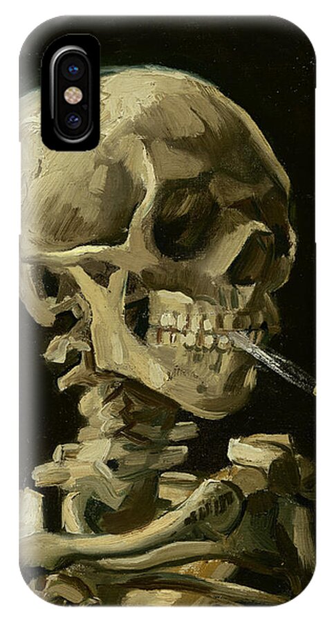 Vincent Van Gogh iPhone X Case featuring the painting Head Of A Skeleton With A Burning Cigarette #2 by Vincent Van Gogh