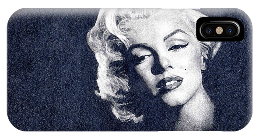 Marilyn Monroe iPhone X Case featuring the drawing Marilyn Monroe #2 by Erin Mathis