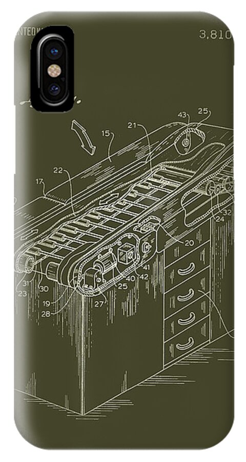 Patent iPhone X Case featuring the drawing Medical Examining Table Patent 1974 #2 by Mountain Dreams
