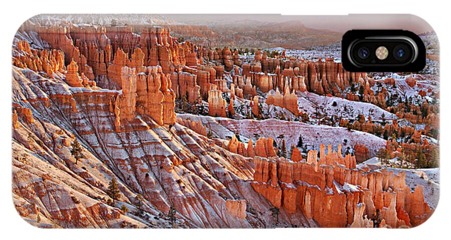 Bryce iPhone X Case featuring the photograph Morning Snow at Bryce #2 by Roman Kurywczak