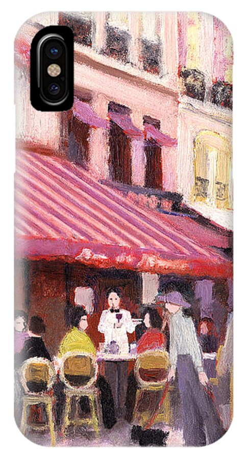Paris Cafe iPhone X Case featuring the painting Paris cafe bar #1 by J Reifsnyder