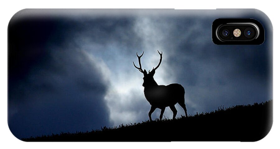 Stag iPhone X Case featuring the photograph Stag silhouette #2 by Gavin Macrae
