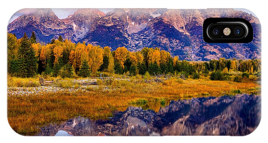 Wyoming iPhone X Case featuring the photograph Tetons Reflection by Aaron Whittemore
