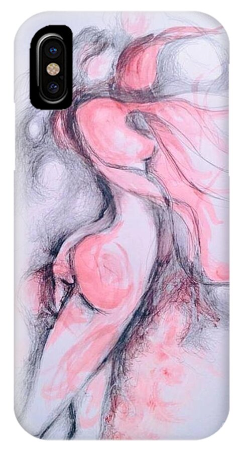 Pink iPhone X Case featuring the drawing Untitled #2 by Marat Essex