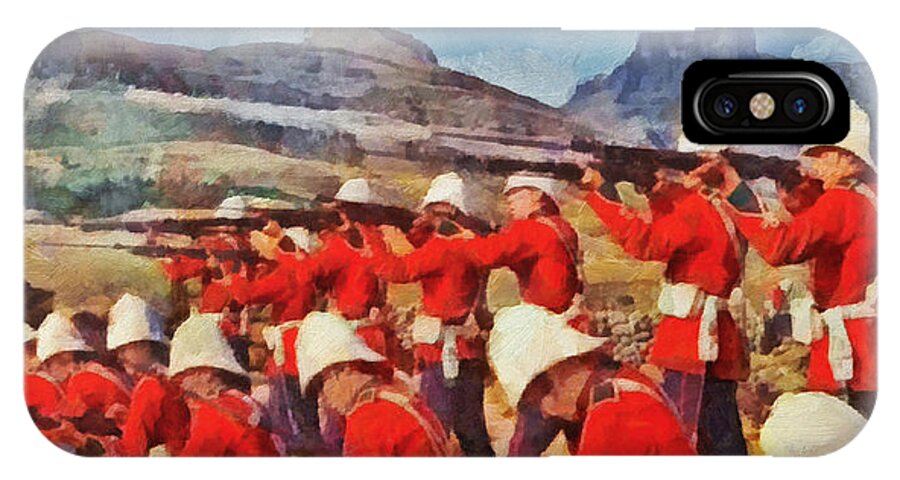 Zulu iPhone X Case featuring the digital art 24th Regiment of Foot - Rear Rank Fire by Digital Photographic Arts