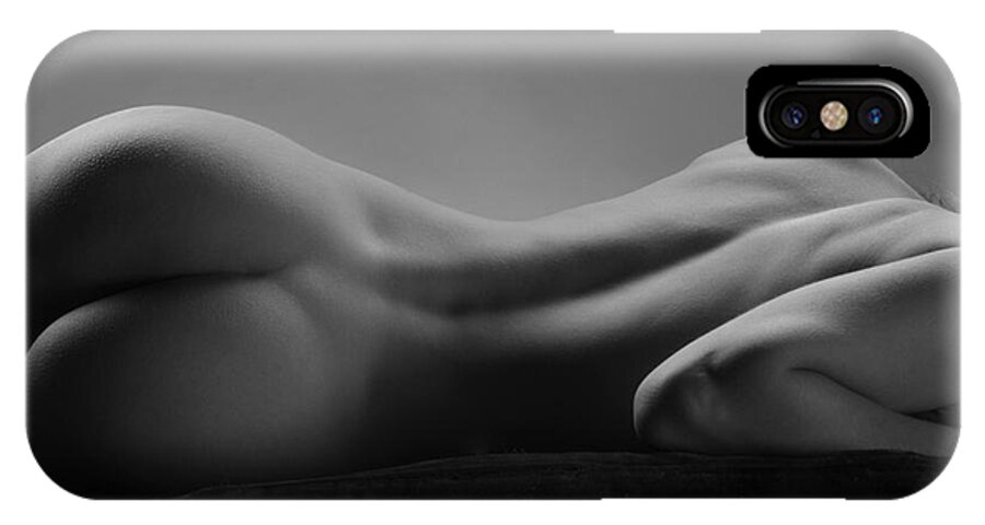 Nude Back iPhone X Case featuring the photograph 2533 Avonelle BW Nude Back by Chris Maher