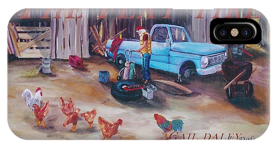 Flat Tire iPhone X Case featuring the painting Flat Tire #2 by Gail Daley