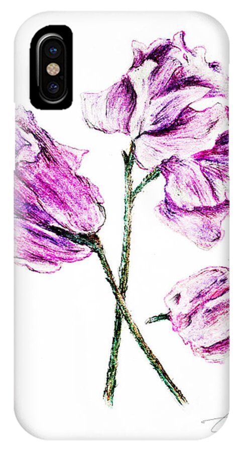 Sweet Pea iPhone X Case featuring the painting Sweet pea #3 by Danuta Bennett