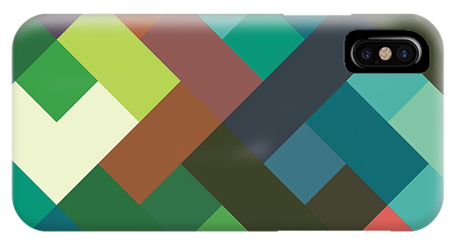 Abstract iPhone X Case featuring the digital art Pixel Art #35 by Mike Taylor