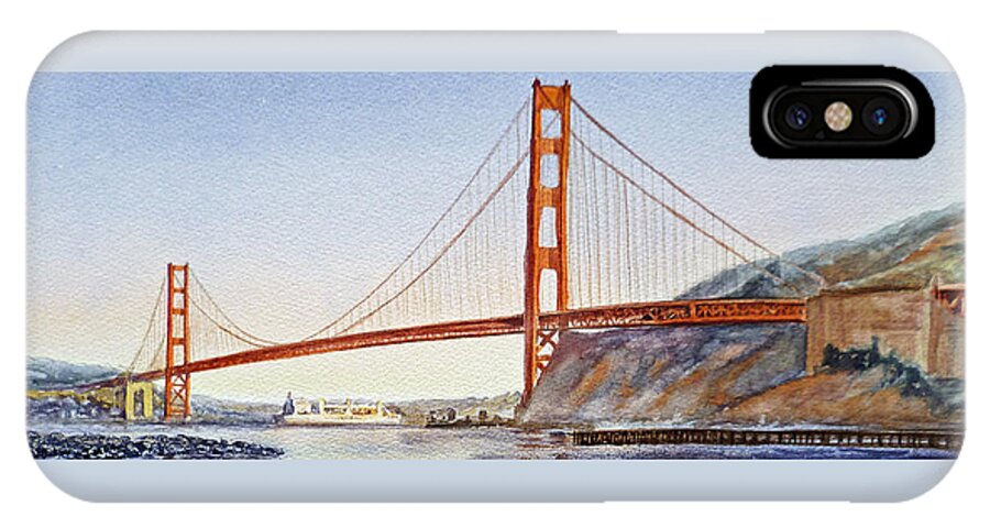 Bridge iPhone X Case featuring the painting Golden Gate Bridge San Francisco #3 by Irina Sztukowski