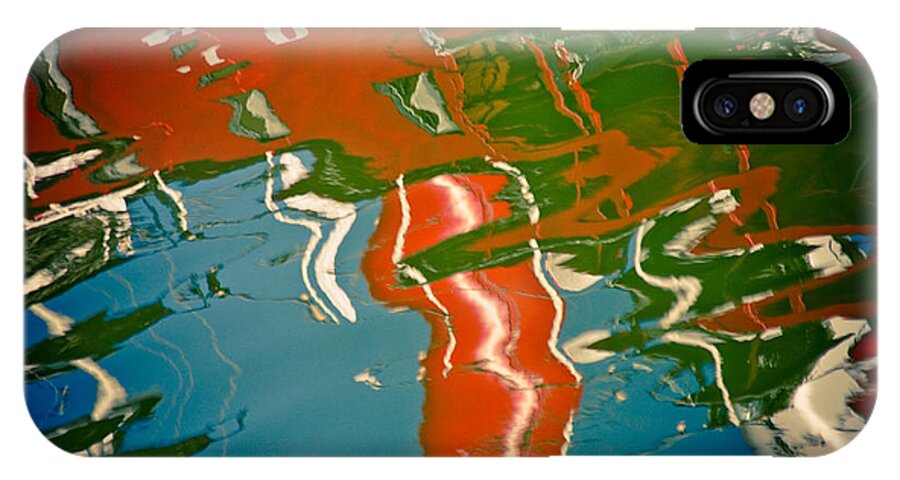 Reflection iPhone X Case featuring the photograph Reflection In Water Of Red Boat #4 by Raimond Klavins