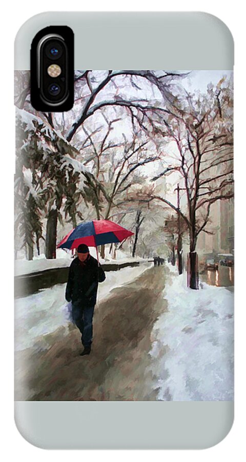 Central Park iPhone X Case featuring the digital art Snowfall in Central Park by Deborah Boyd