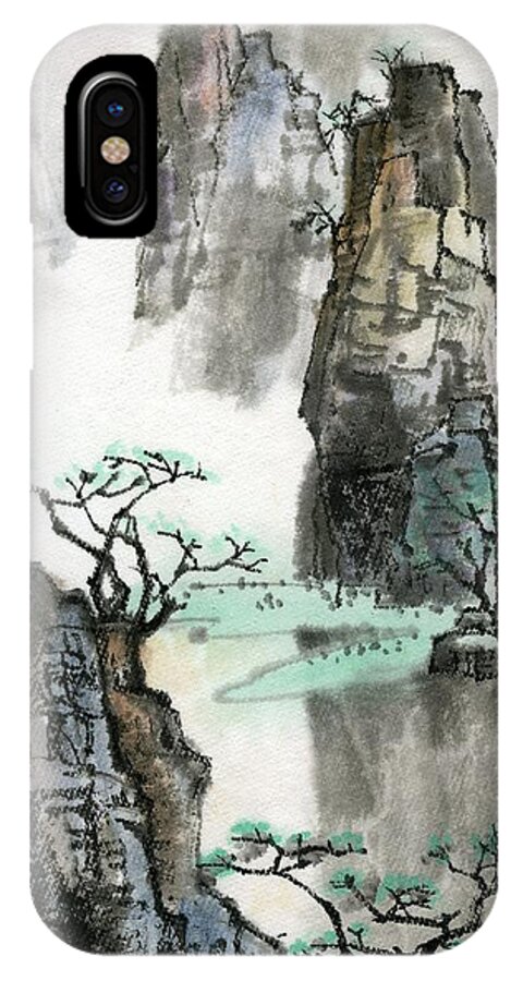  iPhone X Case featuring the painting Landscape #5 by Ping Yan