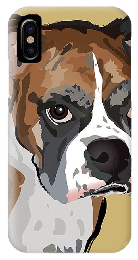 Boxer Dog iPhone X Case featuring the painting Boxer Dog Portrait #7 by Robyn Saunders