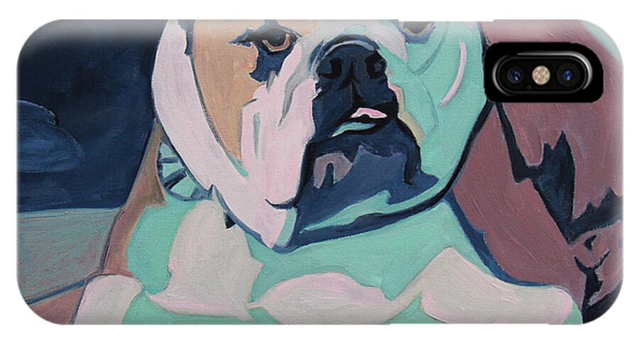 Bulldog iPhone X Case featuring the painting A Bulldog In Love by Xueling Zou