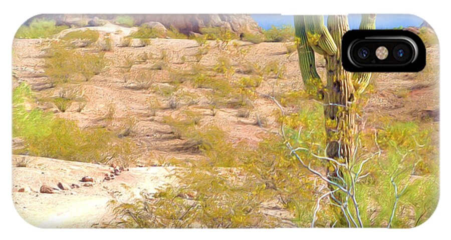Cactus iPhone X Case featuring the digital art A Cactus In The Arizona Desert by Digital Photographic Arts