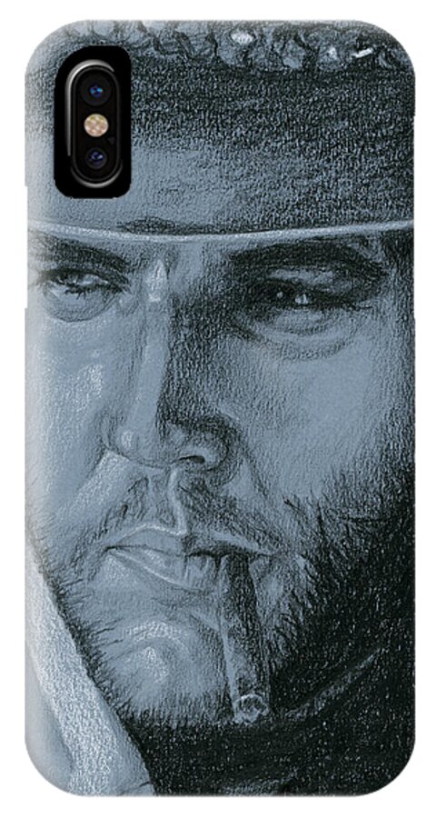 Elvis iPhone X Case featuring the drawing A different kind of man by Rob De Vries