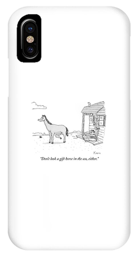 A Disgruntled Horse Has His Rear End Facing iPhone X Case