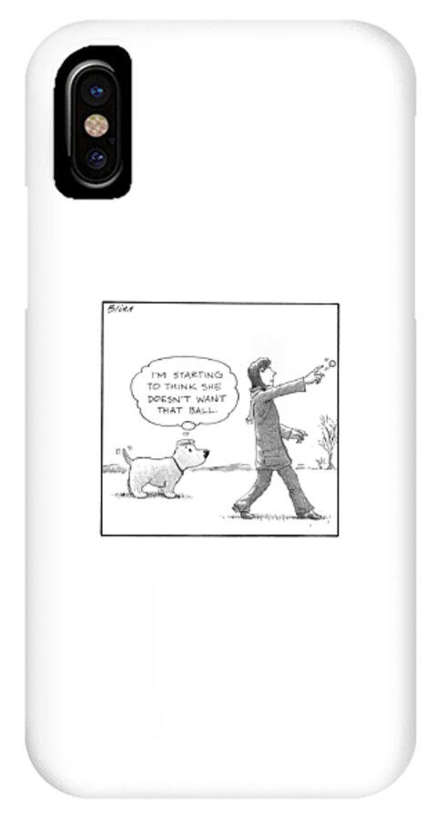 A Dog Thinks To Himself As A Woman Throws A Ball iPhone X Case