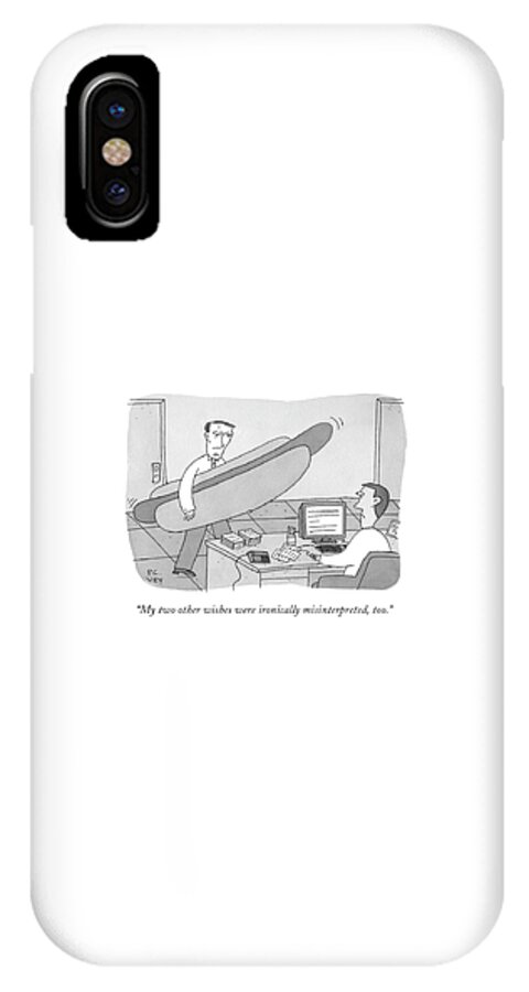 A Man Carrying A Giant Hot Dog Speaks To Another iPhone X Case