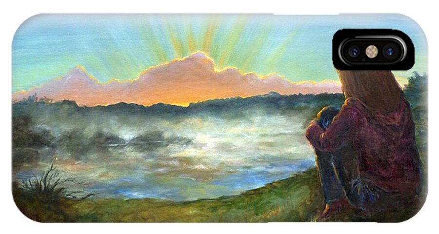 Sunrise iPhone X Case featuring the painting A New Day by Deborah Smith