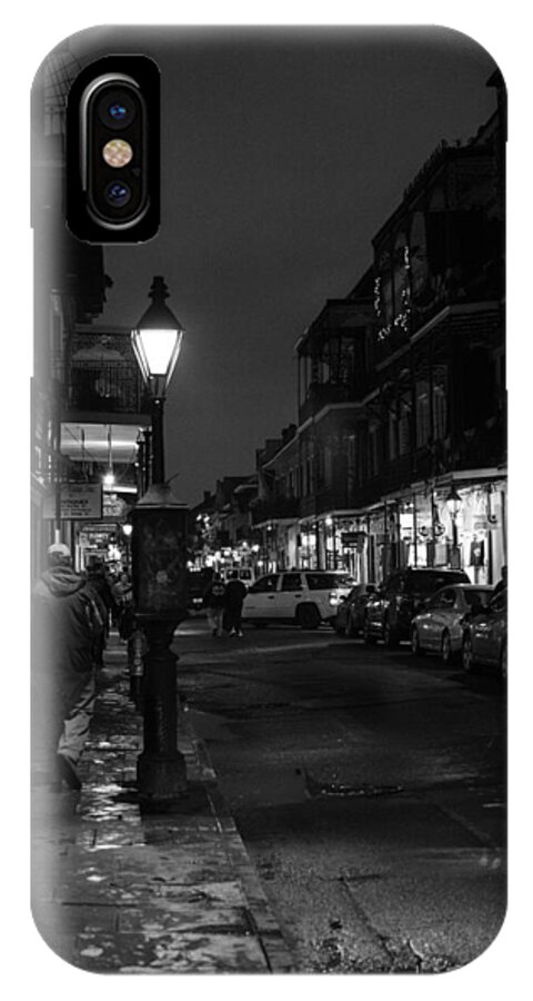 Black And White iPhone X Case featuring the photograph A Night in the French Quarter by Hillis Creative