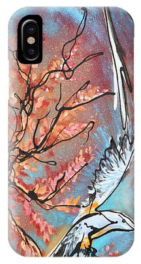 Birds iPhone X Case featuring the painting A Pair of Scissors by Jonelle T McCoy