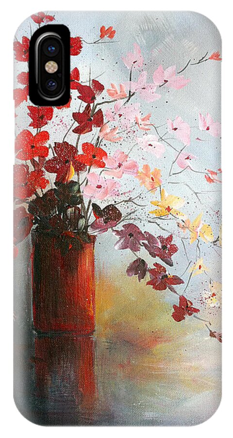 Flowers iPhone X Case featuring the painting A Red Vase by Dorothy Maier