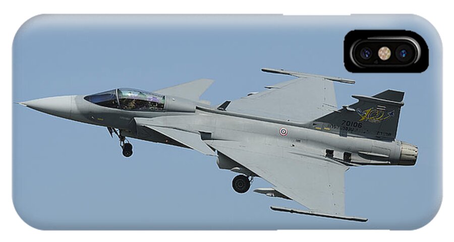 Horizontal iPhone X Case featuring the photograph A Saab Jas 39 Gripen C Of The Royal by Remo Guidi