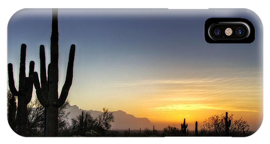 Sunrise iPhone X Case featuring the photograph A Sonoran Sunrise by Saija Lehtonen