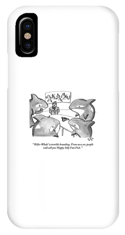 A Suited Man Speaks To A Group Of Killer Whales iPhone X Case