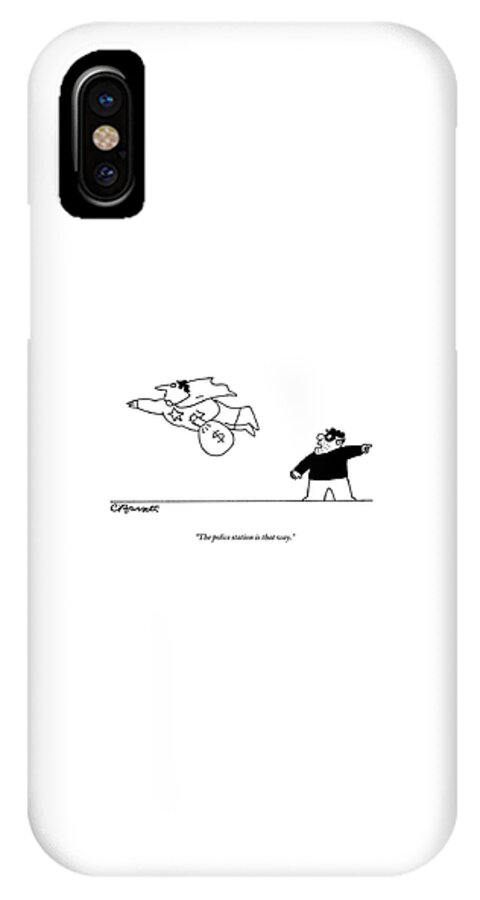 A Super Hero Robs A Criminal And Flies Away iPhone X Case