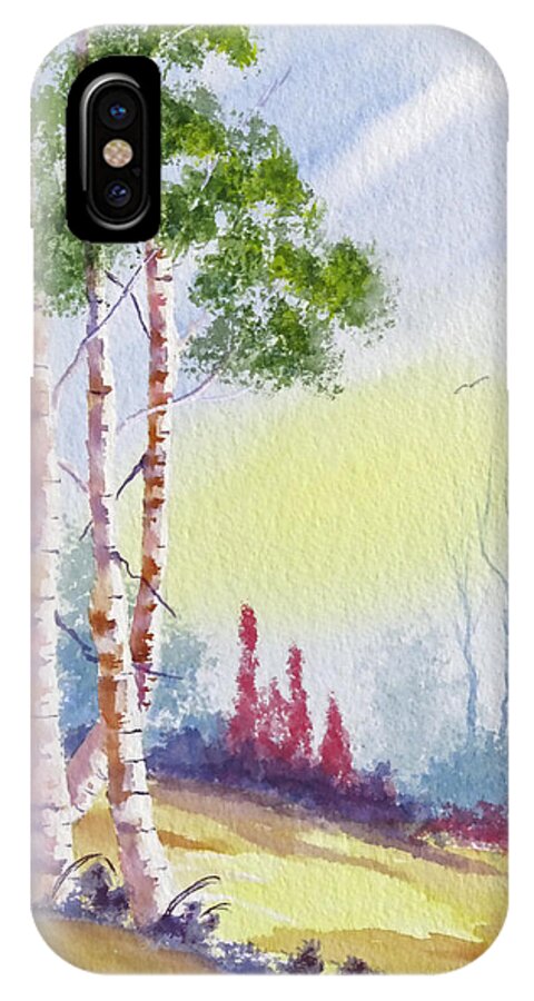 Birch iPhone X Case featuring the painting A Trio of Birch by Richard Stedman