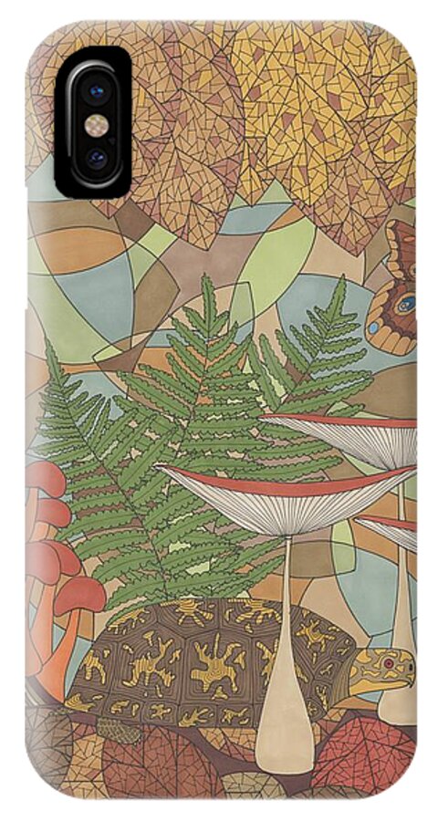 Box Turtle iPhone X Case featuring the drawing A Turtles View by Pamela Schiermeyer