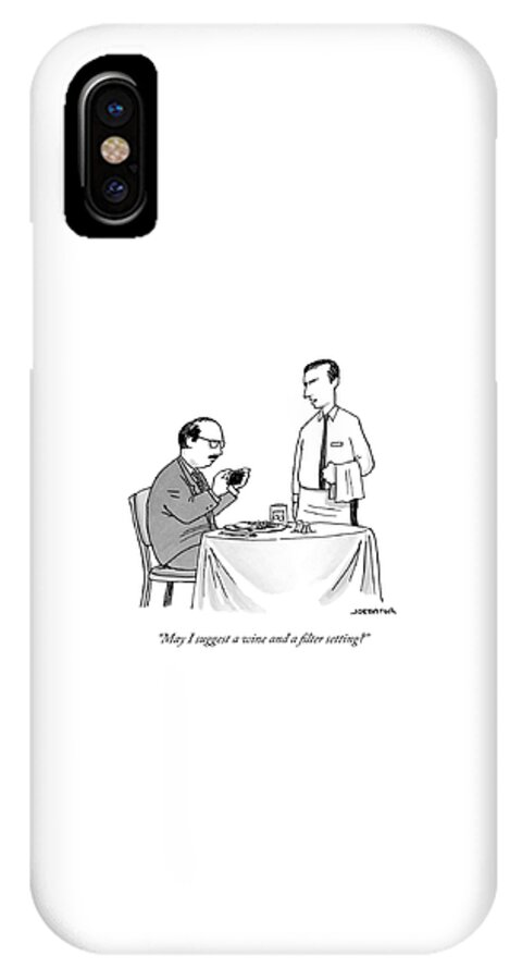 A Waiter Speaks To A Customer Who Is Taking iPhone X Case