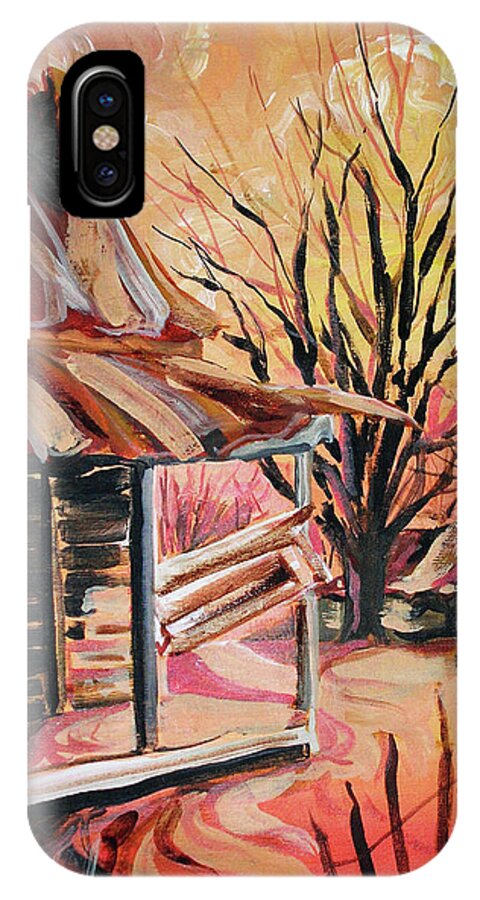Shack iPhone X Case featuring the painting Abandoned Farm by Lizi Beard-Ward
