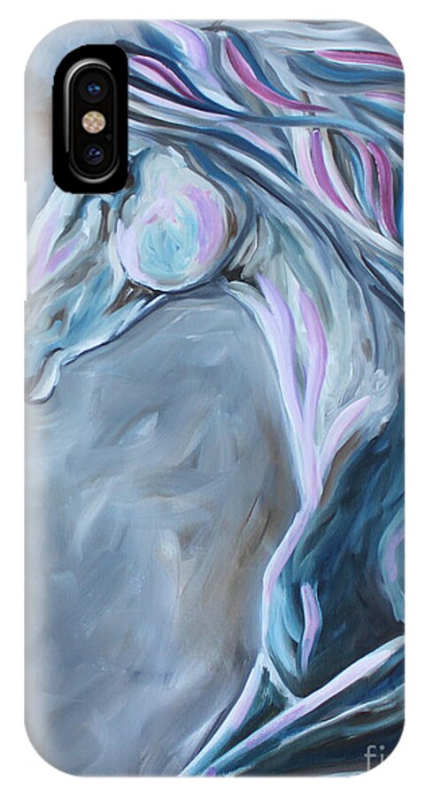 Horse iPhone X Case featuring the painting Abstract Blue by Debbie Hart