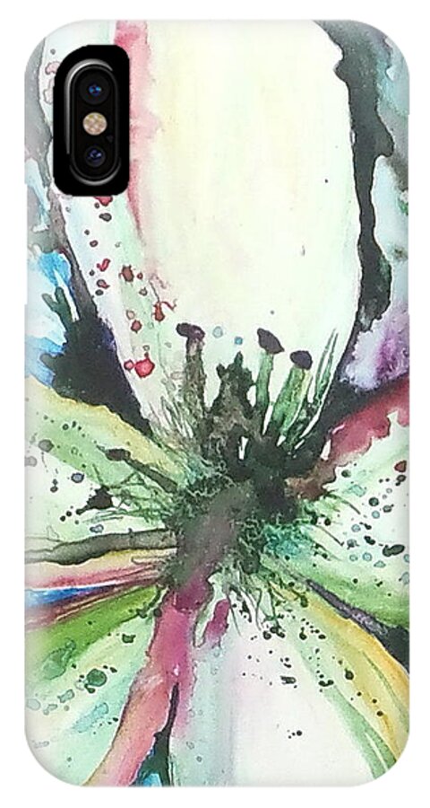 Abstract iPhone X Case featuring the painting Abstract Floral by Marsha Woods