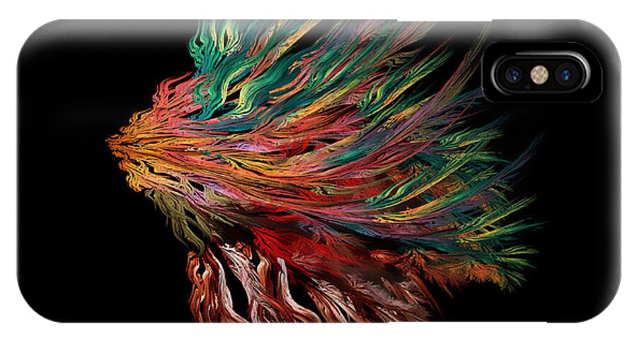 Lion iPhone X Case featuring the digital art Abstract Lion's Head by Klara Acel