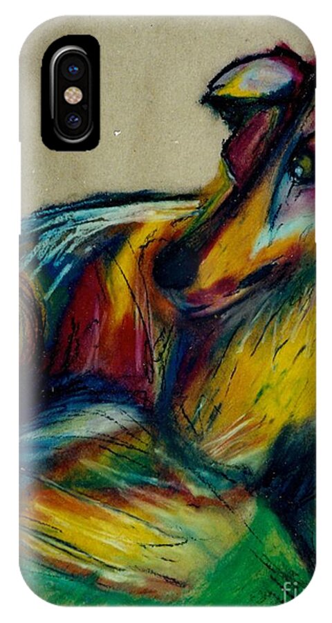 Dog iPhone X Case featuring the drawing Abstract Lucky by Jon Kittleson