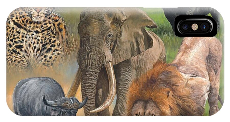 Africa iPhone X Case featuring the painting Africa's Big Five by David Stribbling