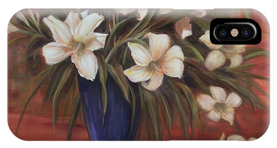Floral iPhone X Case featuring the painting After Noon Lilies by Mishel Vanderten