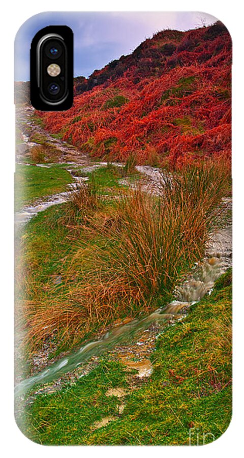 Stream iPhone X Case featuring the photograph After the Rain - Moorland Streams by Martyn Arnold