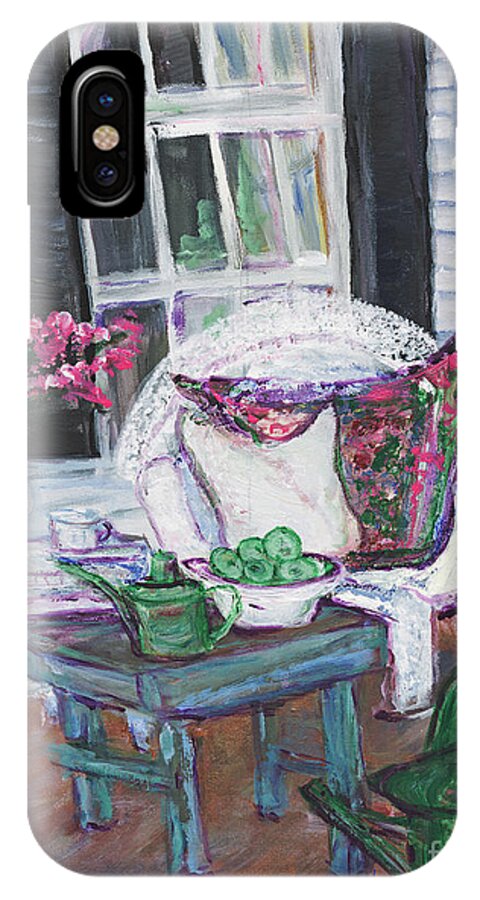 Porch iPhone X Case featuring the painting Afternoon At Emmaline's Front Porch by Helena Bebirian