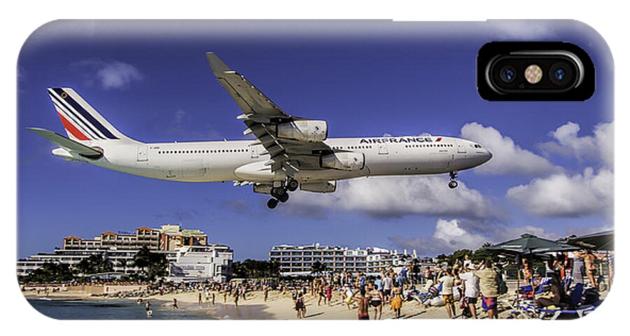 Air France iPhone X Case featuring the photograph Air France St. Maarten landing by David Gleeson