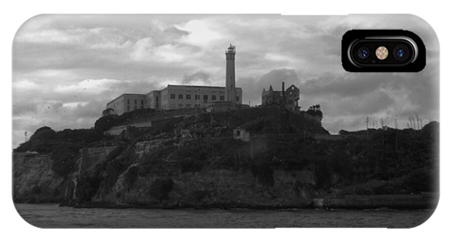 Alcatraz iPhone X Case featuring the photograph Alcatraz Island B n W by Richard Andrews