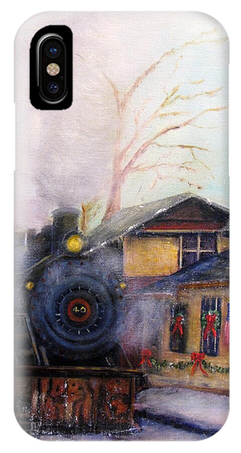 Bucks County iPhone X Case featuring the painting All Aboard at the New Hope Train Station by Loretta Luglio