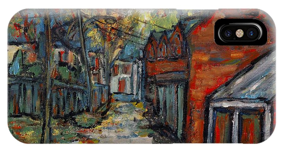 Kingston iPhone X Case featuring the painting Alley Behind Sydenham Street by David Dossett